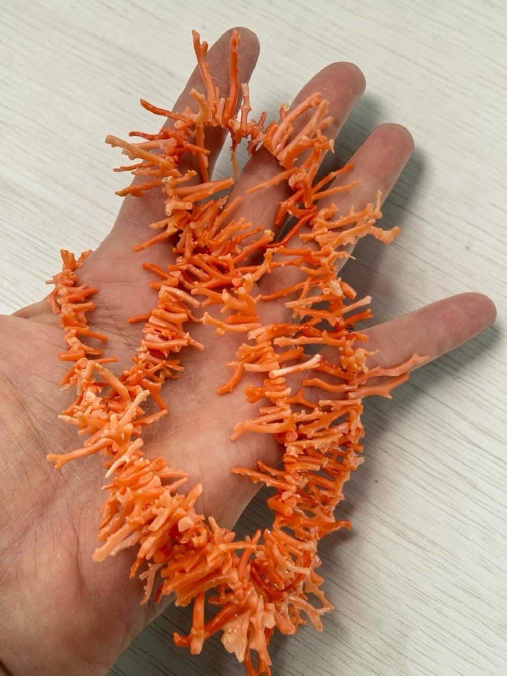 Vintage Angel Skin Branch Coral Necklace 22” Salmon Gold Hidden Clasp Boho Lux - Picture 13 of 17